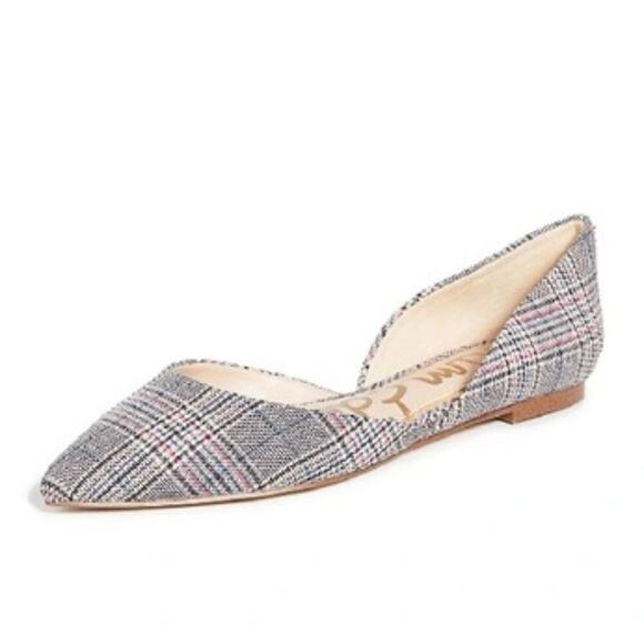 Sam Edelman Rodney Plaid d'Orsay Flats Shoes Cream Black Blue Red 9.5 - Picture 1 of 16